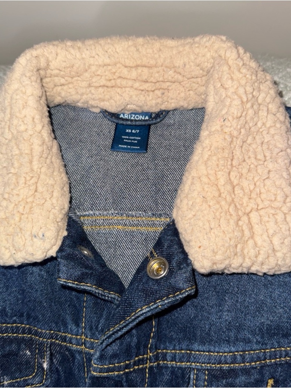 Arizona Jean Company Kids Blue Denim Jacket with Cream Sherpa Collar